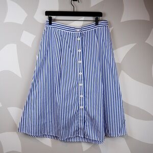 Talbots Stripe Button Front Pleated Skirt | 12